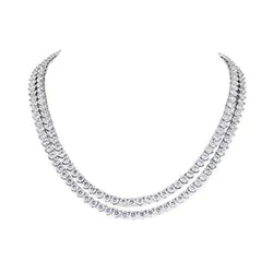 Elegant 2 Row Statement Real Diamond Necklace