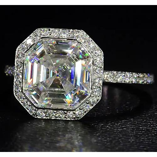 Elegant 5 Carat Halo Real Diamond Ring