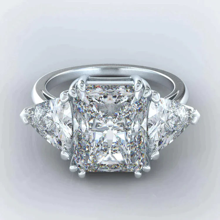 Elegant 9 Carat Radiant Trilliant Natural Diamond Ring