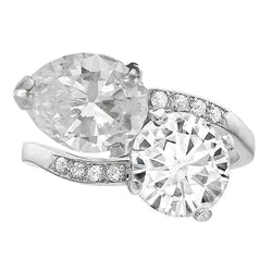 Elegant Genuine Natural Earth Mined Diamond Ring Toi Et Moi Style Jewelry