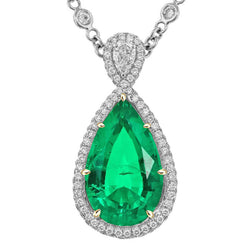 GIA Certified Gemstone Pendant – Colombian Emerald 6 ct 14K Two