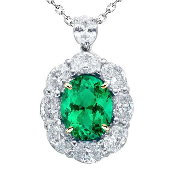 Real Emerald Stone Pendant Necklace – main view