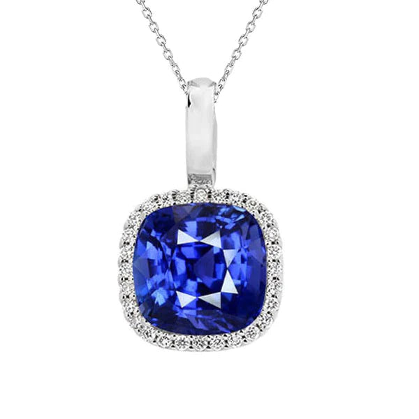 Elegant Sri Lanka Cushion Sapphire Pendant