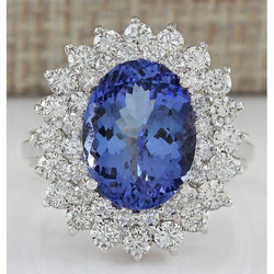 Elegant Tanzanite Natural Earth Mined Diamond Cocktail Ring