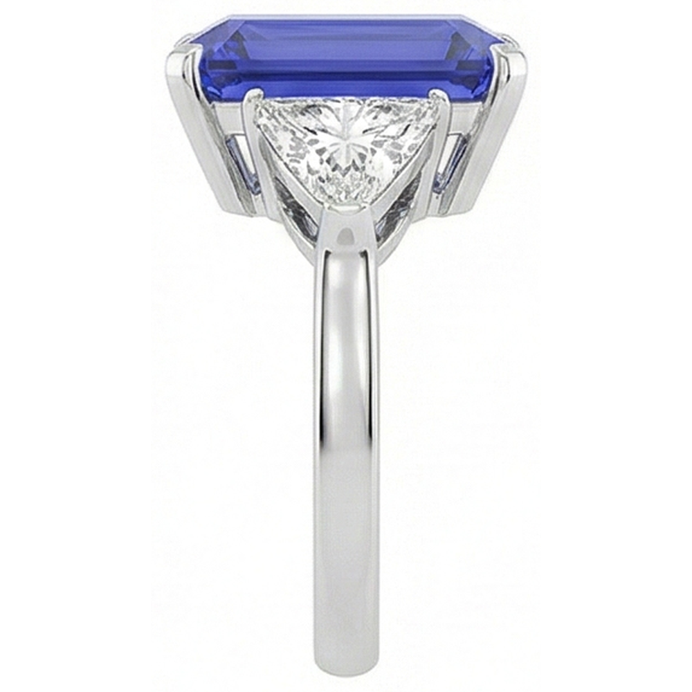 natural emerald sapphire 3.50ct ring profile view