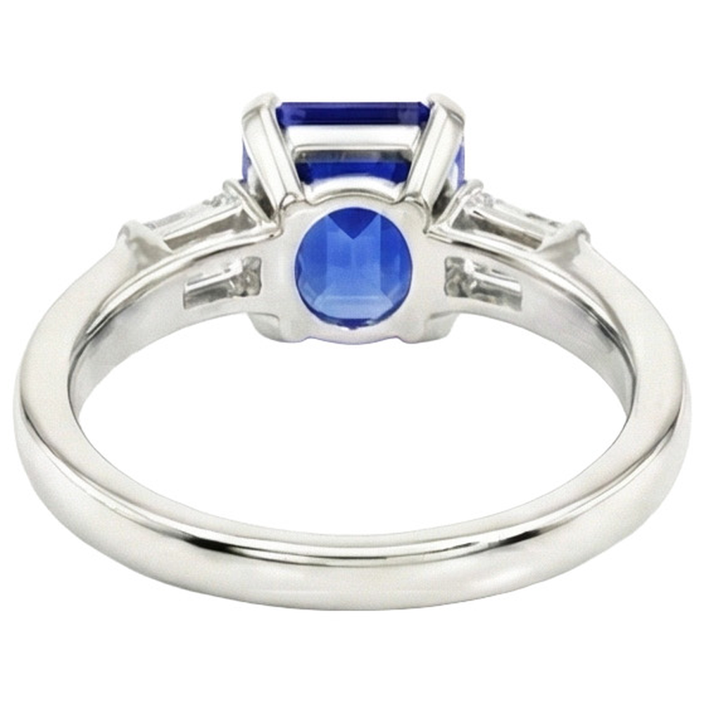 natural emerald sapphire 1.75ct ring profile view