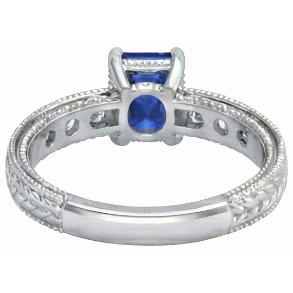 Emerald And Round Cut 2.10 Ct Sri Lanka Sapphire Natural Earth Mined Diamond ( Not Lab Grown ) s Ring Gold