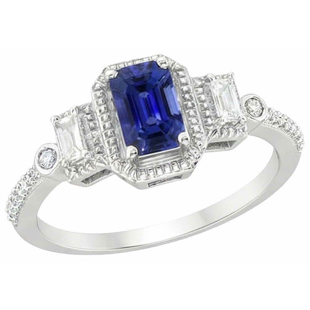 natural emerald sapphire 2.50ct ring front view