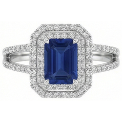 Natural Sapphire Ring 3ct - White Gold 14K