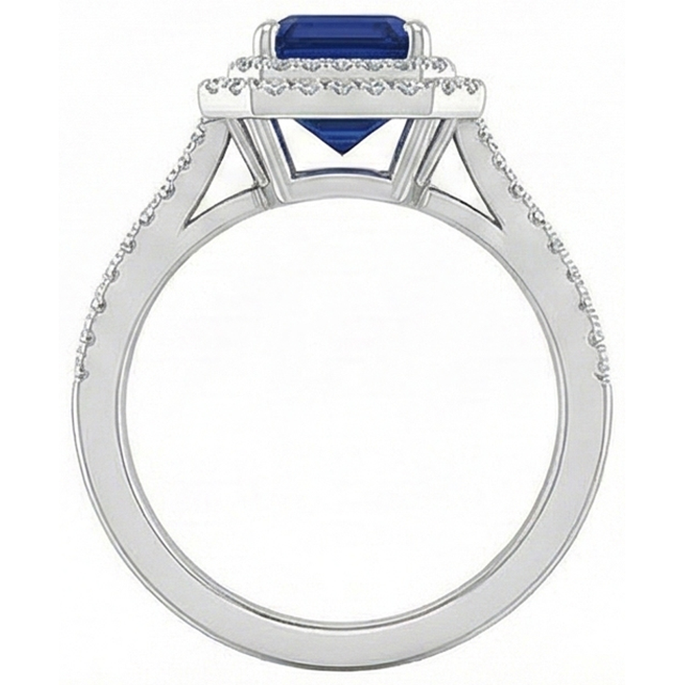 natural round sapphire 3ct ring profile view
