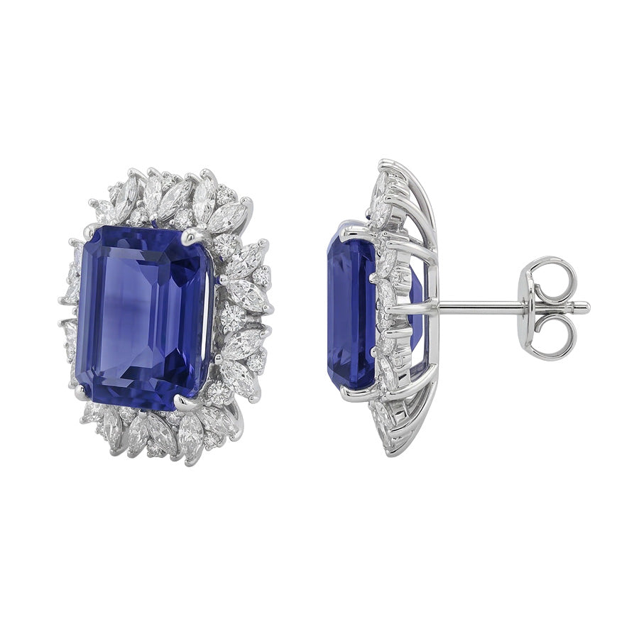 natural round sapphire 10ct earring side angle