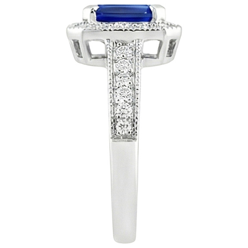 Emerald Cut Blue Sapphire Natural Earth Mined Diamond ( Not Lab Grown )  Engagement Ring 2.20 Carats Gold 14K