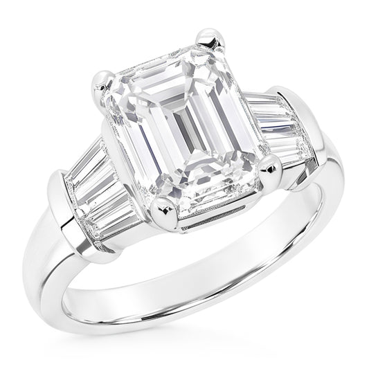 Emerald Cut Natural Earth Mined Diamond ( Not Lab Grown )s Ring 3.51 Ct. Gold Three Stone Jewelry