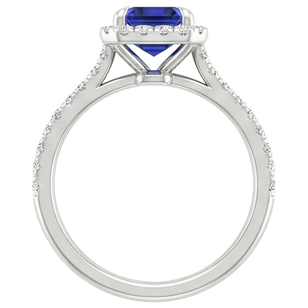 Emerald Cut Sapphire Natural Earth Mined Diamond ( Not Lab Grown ) Engagement Ring