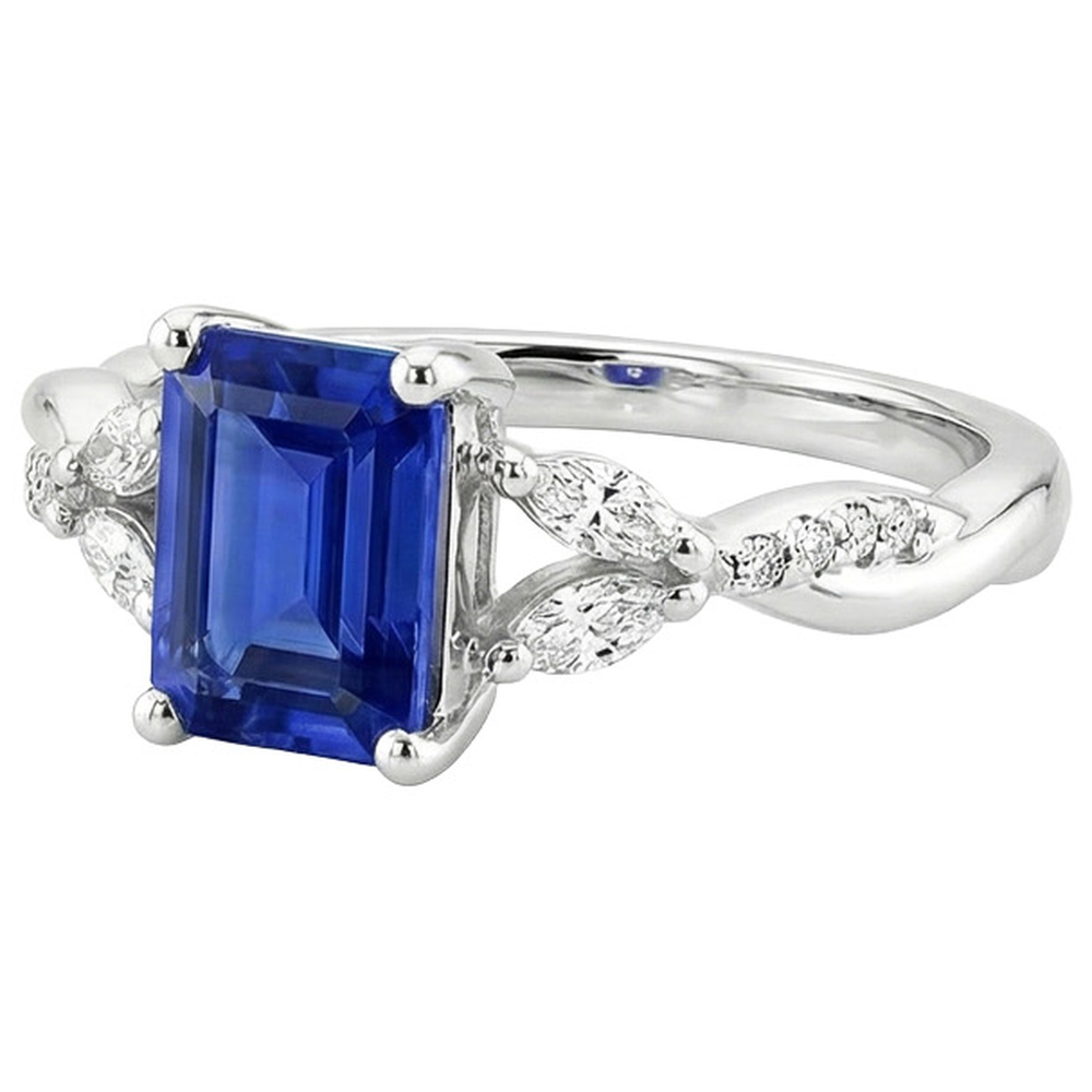 Emerald Cut Sapphire Women's Ring