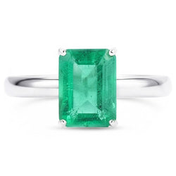 Emerald Cut Solitaire 10 Carat Green Emerald Wedding Ring White 14K