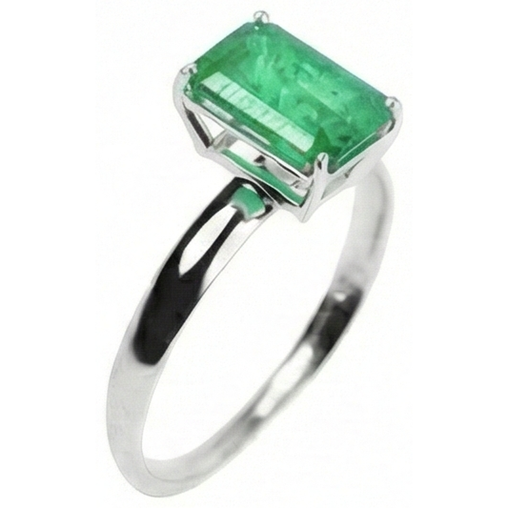 Emerald Cut Solitaire 10 Carat Green Emerald Wedding Ring White 14K