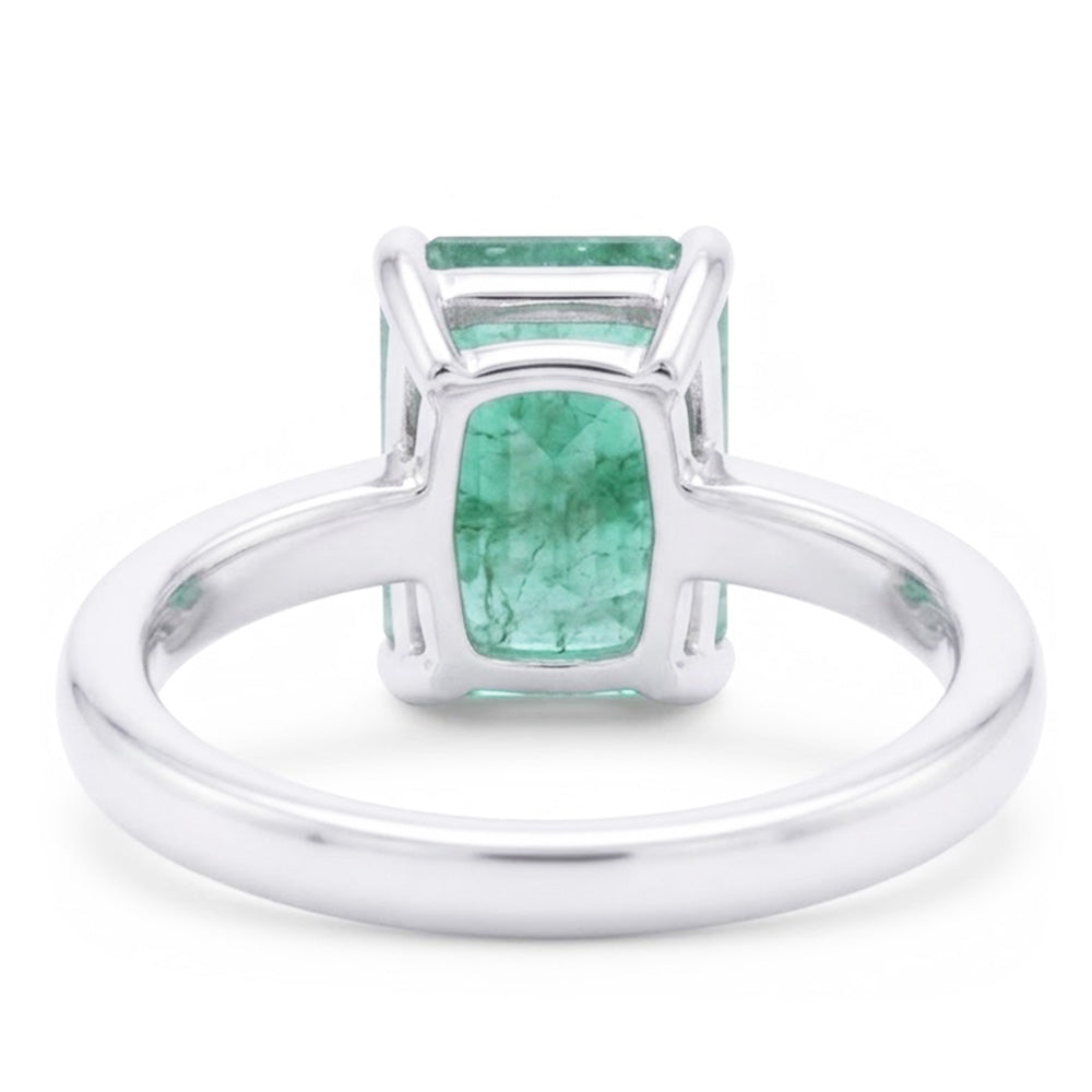 Emerald Cut Solitaire 10 Carat Green Emerald Wedding Ring White 14K