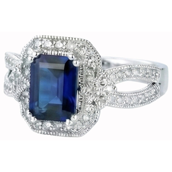 Natural Sapphire Ring 3.5ct - White Gold 14K