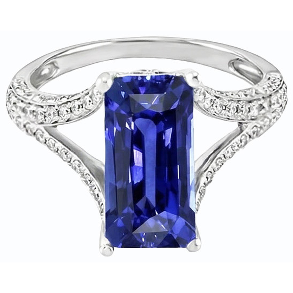 natural emerald sapphire 4.50ct ring front view