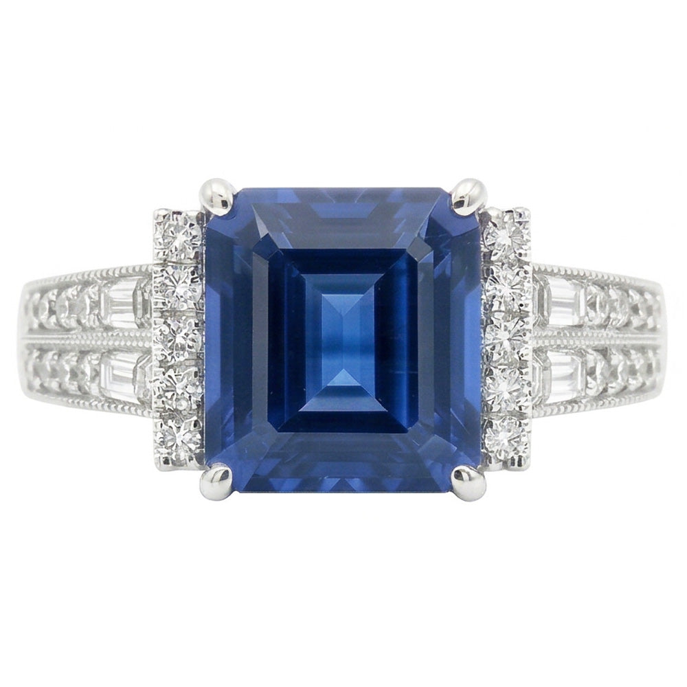 natural emerald sapphire 3.50ct ring front view