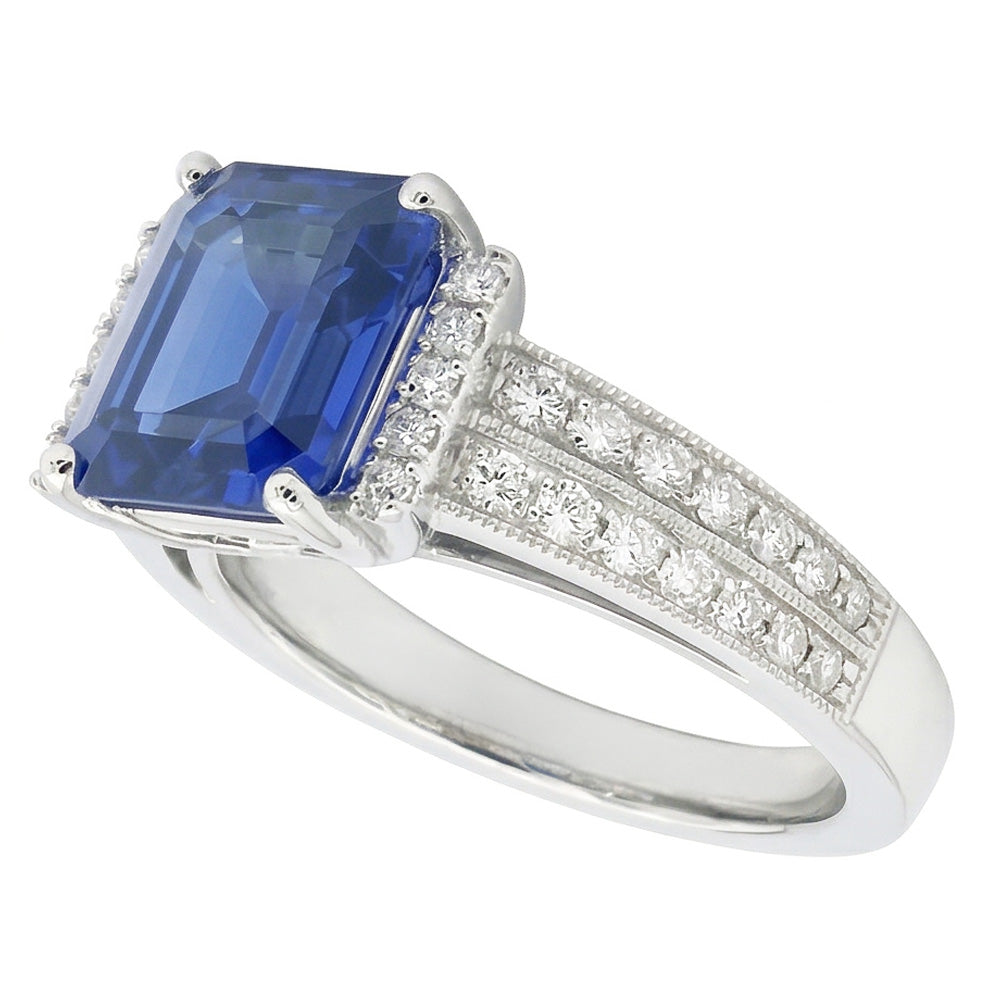 natural emerald sapphire 3.50ct ring side angle