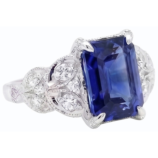 natural emerald sapphire 3.50ct ring front view