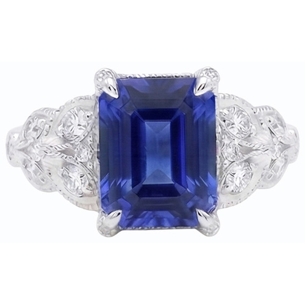 natural emerald sapphire 3.50ct ring side angle