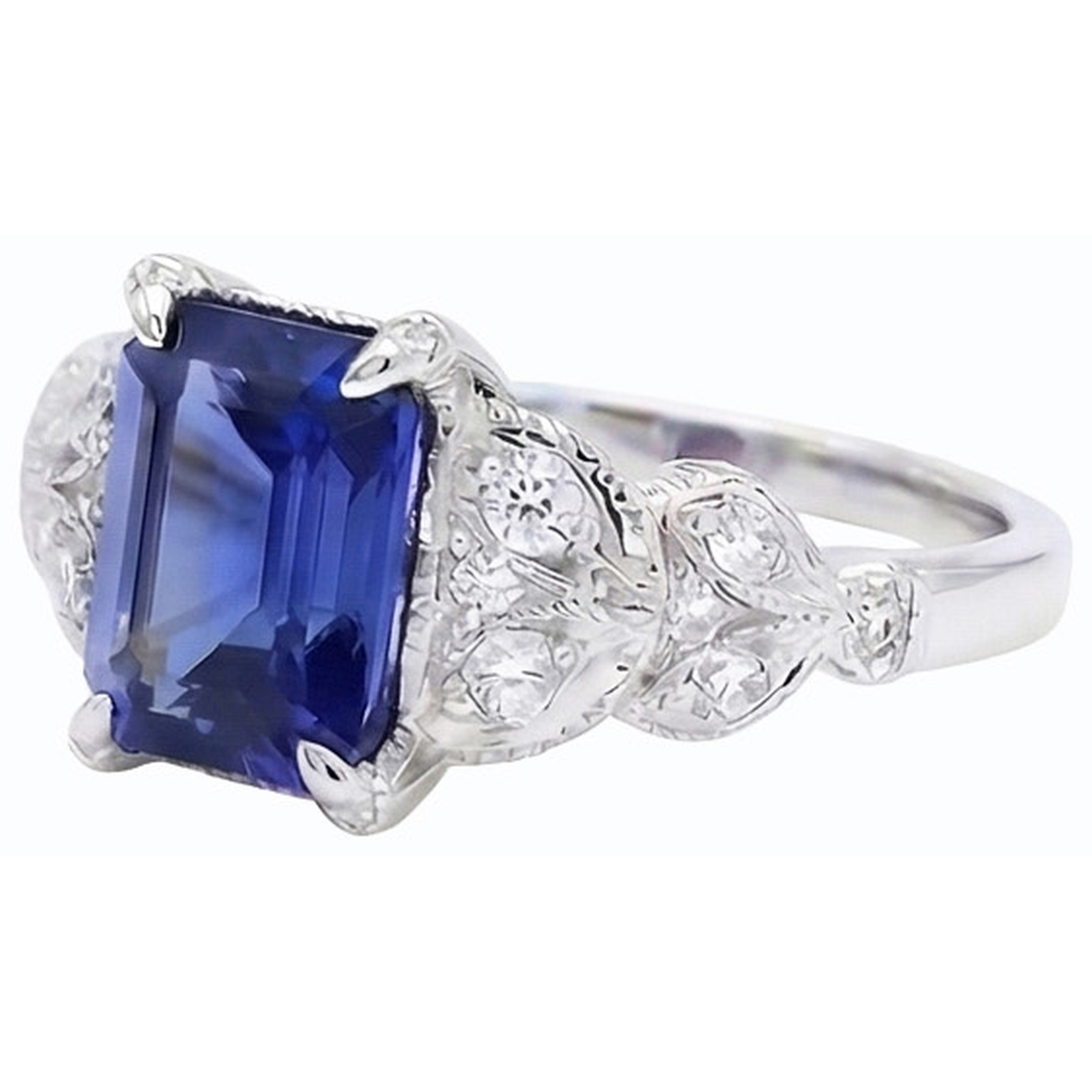 natural emerald sapphire 3.50ct ring close up detail