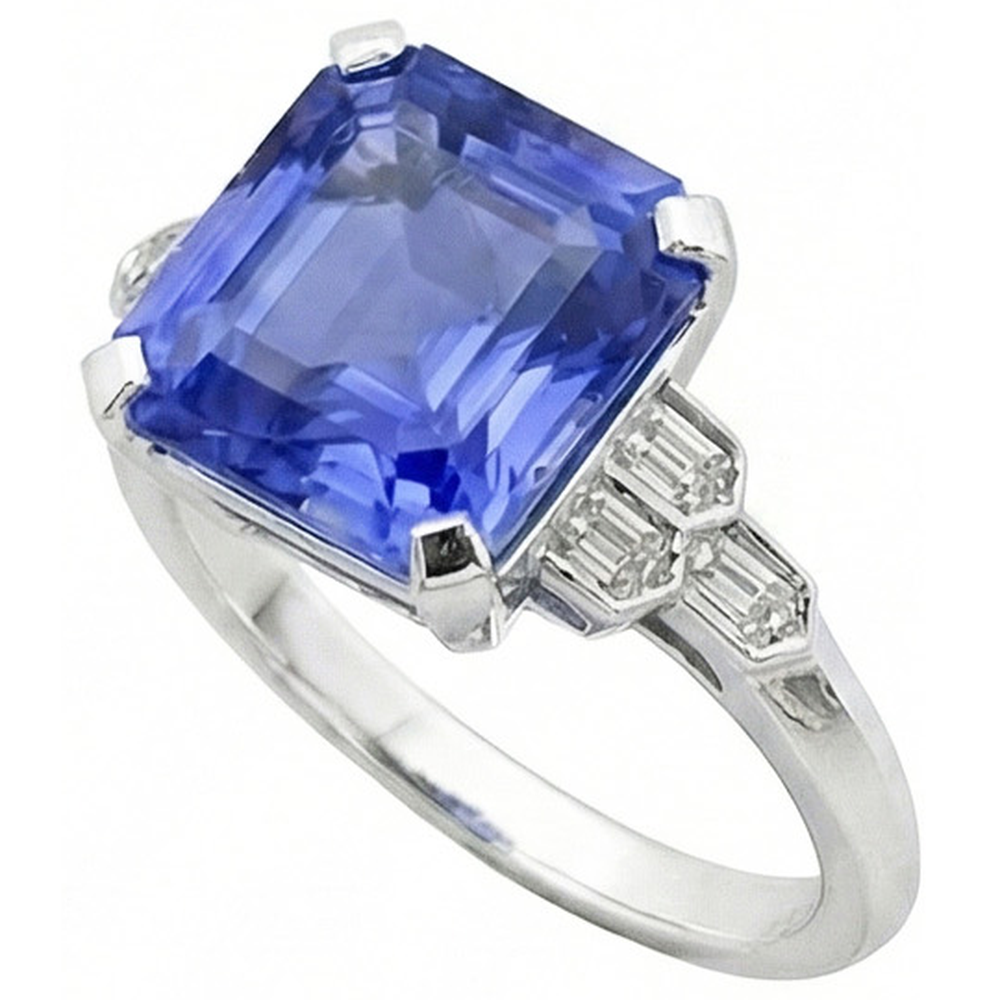 natural emerald sapphire 6.50ct ring close up detail