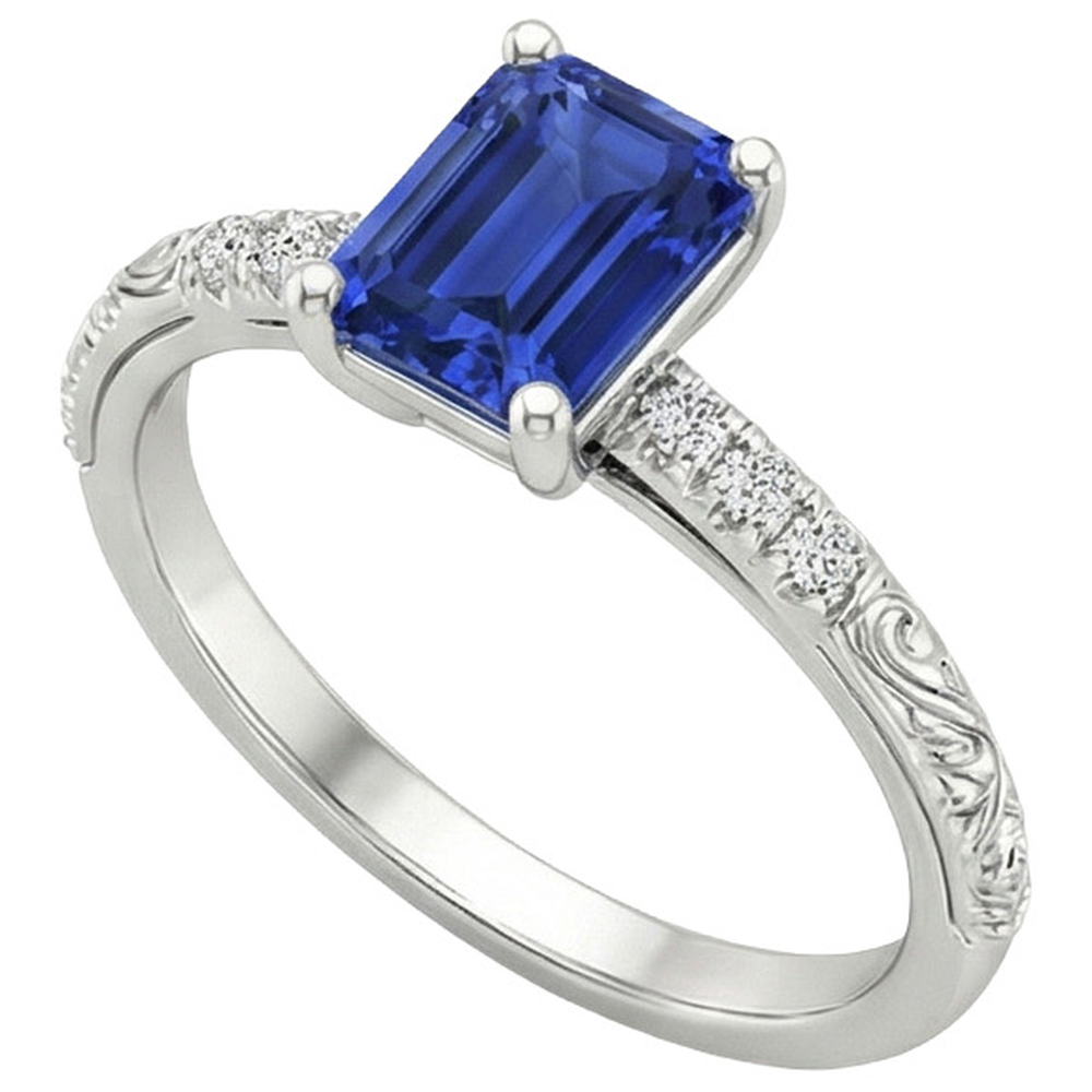 natural emerald sapphire 3.50ct ring close up detail
