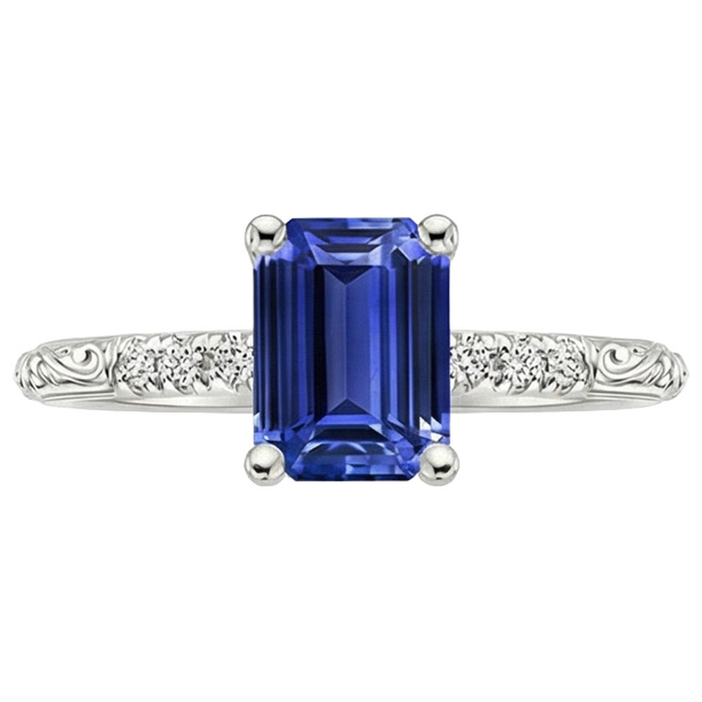 natural emerald sapphire 3.50ct ring profile view