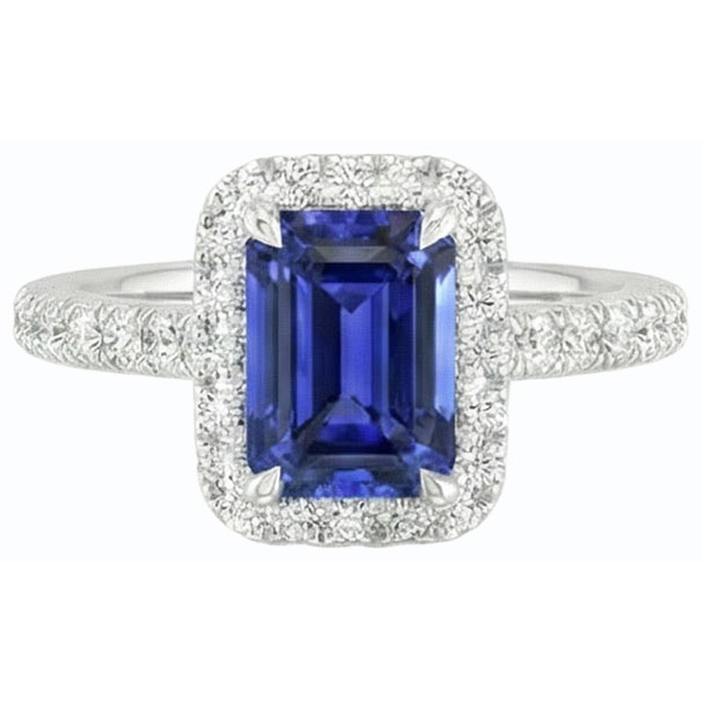 natural emerald sapphire 3ct ring on white background