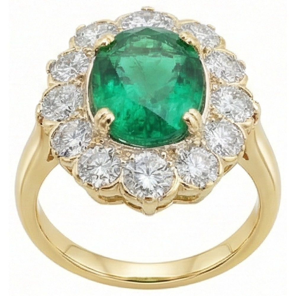 Emerald Halo Cocktail Engagement Ring
