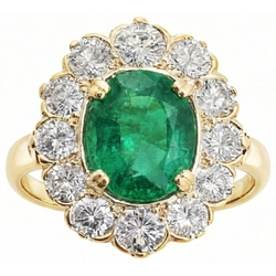 Emerald Halo Cocktail Engagement Ring