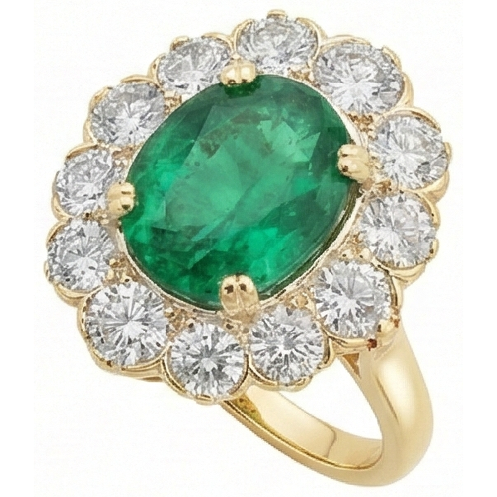 Emerald Halo Cocktail Engagement Ring