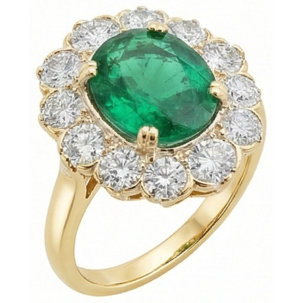 Emerald Halo Cocktail Engagement Ring
