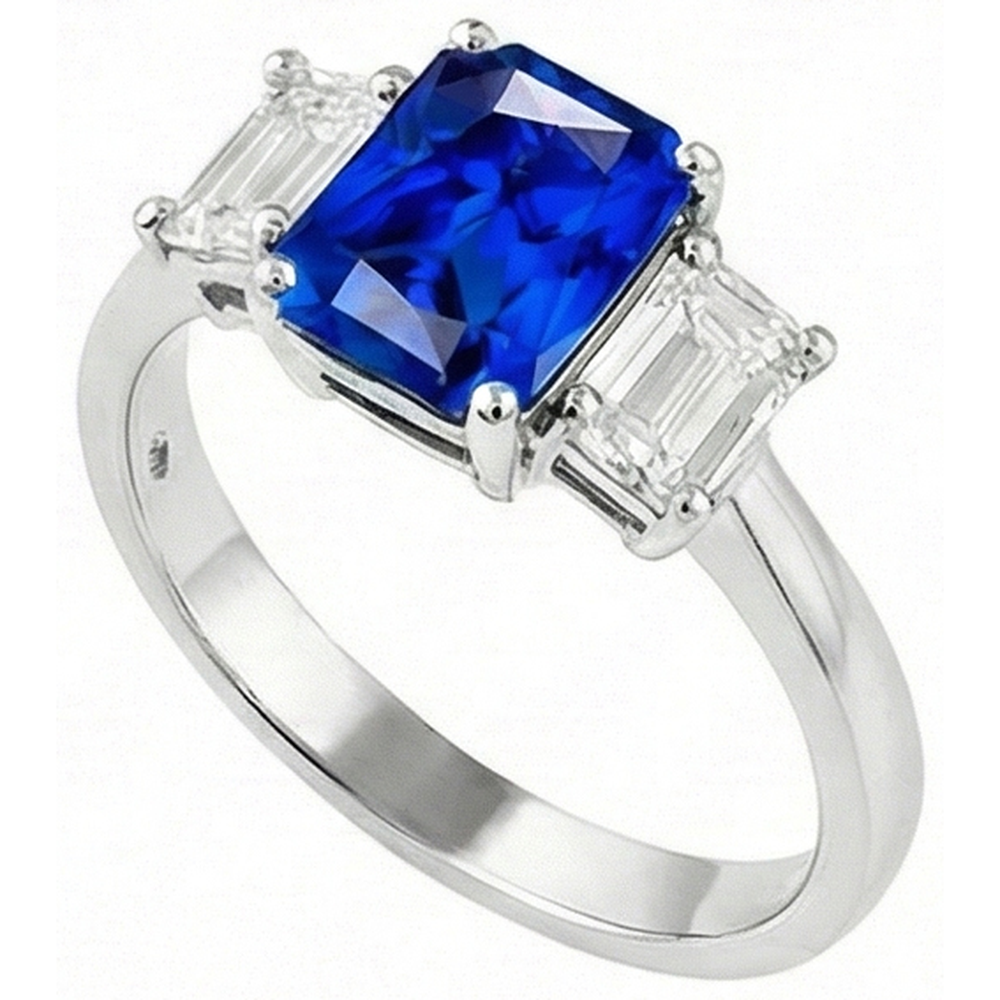 natural radiant sapphire 2.50ct ring top view