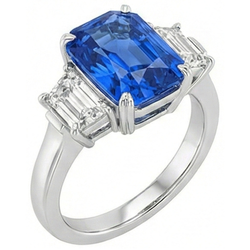 Natural Sapphire Ring 3ct - White Gold 14K