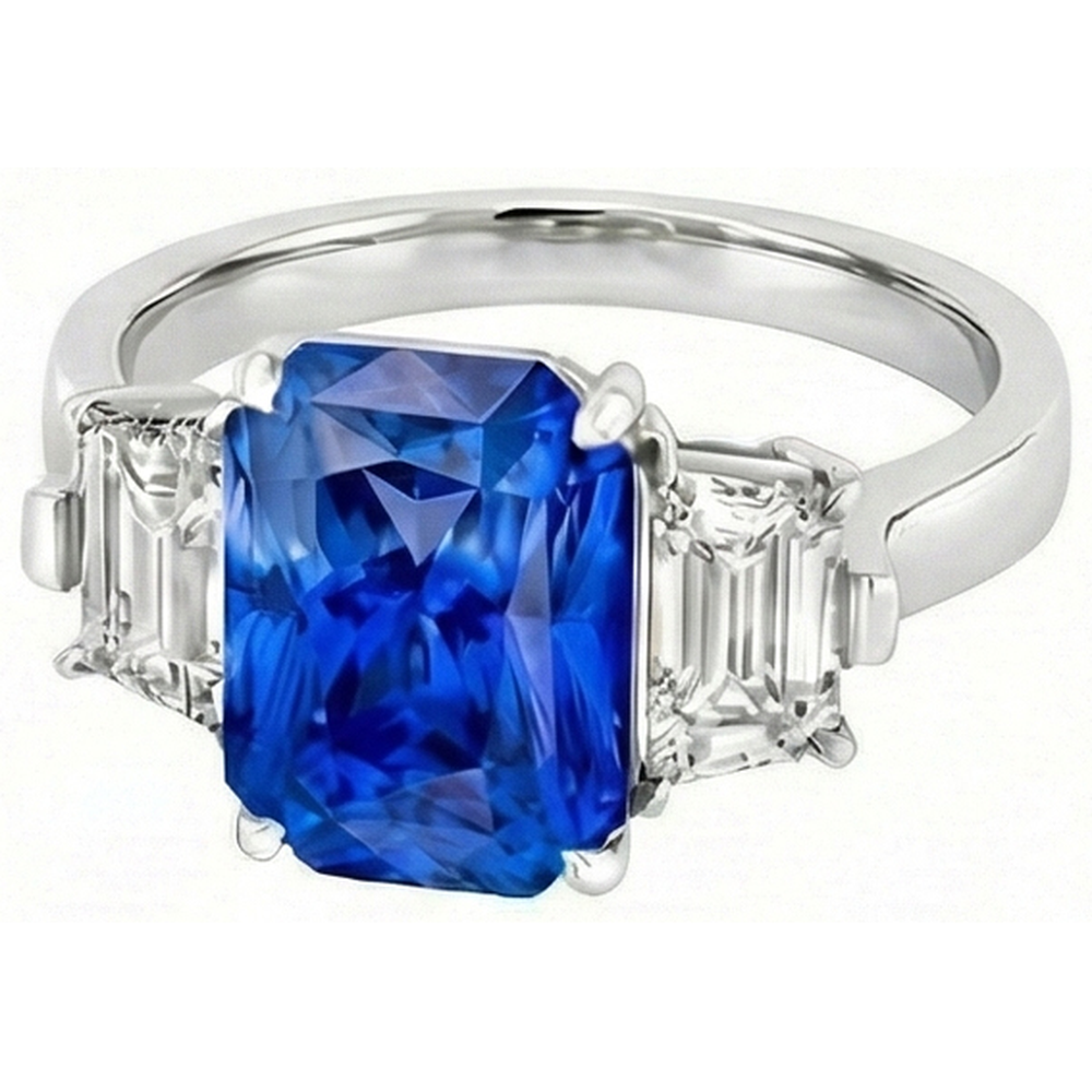 natural radiant sapphire 3ct ring top view
