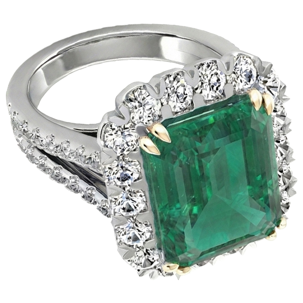 Emerald Natural Earth Mined Diamond Green Emerald With Ring