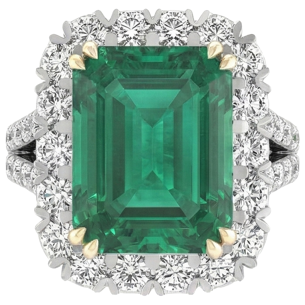 Emerald Natural Earth Mined Diamond Green Emerald With Ring
