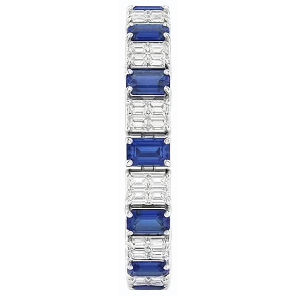 Emerald Natural Earth Mined Diamond ( Not Lab Grown ) Ceylon Sapphire Tennis Bracelet Prong Set