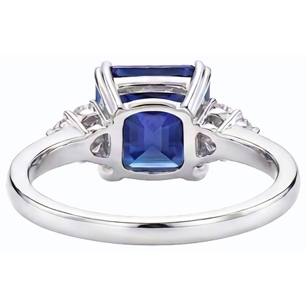 Emerald Natural Earth Mined Diamond ( Not Lab Grown ) Ring Deep Blue Sapphire 3 Carats 14K Gold