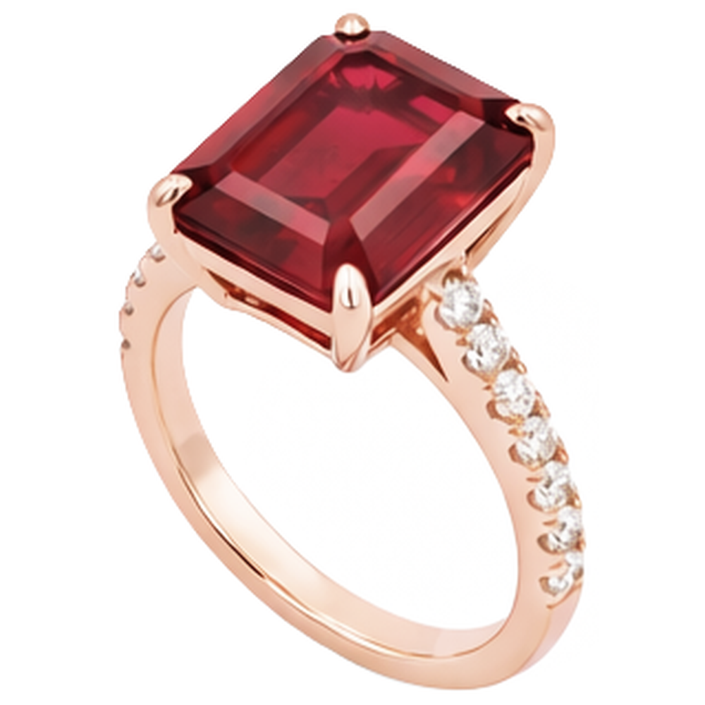 Emerald Ruby Gem-Stone Natural Earth Mined Diamond ( Not Lab Grown ) Wedding Ring 11.25 Carats Rose Gold 14K