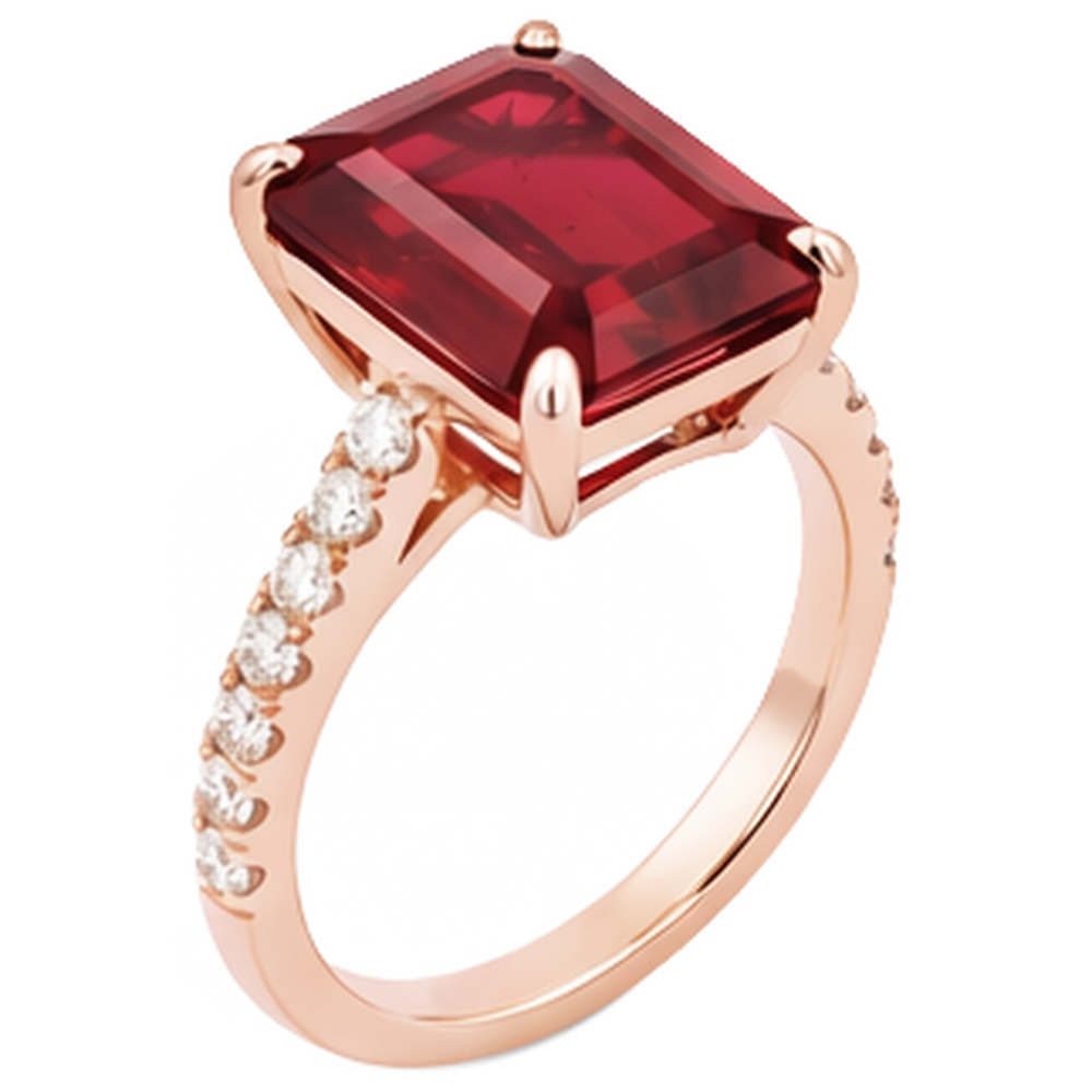 Emerald Ruby Gem-Stone Natural Earth Mined Diamond ( Not Lab Grown ) Wedding Ring 11.25 Carats Rose Gold 14K