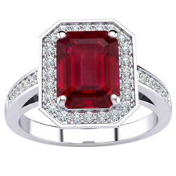Emerald Ruby Natural Earth Mined Diamond ( Not Lab Grown ) Ring 11 Carats White Gold 14K Prong Set Jewelry