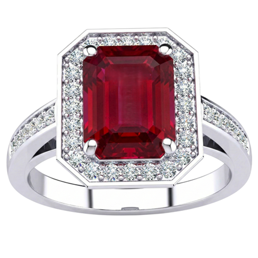 Emerald Ruby Natural Earth Mined Diamond ( Not Lab Grown ) Ring 11 Carats White Gold 14K Prong Set Jewelry