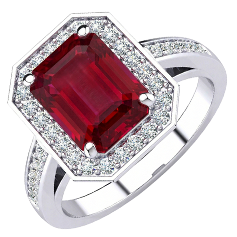 Emerald Ruby Natural Earth Mined Diamond ( Not Lab Grown ) Ring 11 Carats White Gold 14K Prong Set Jewelry