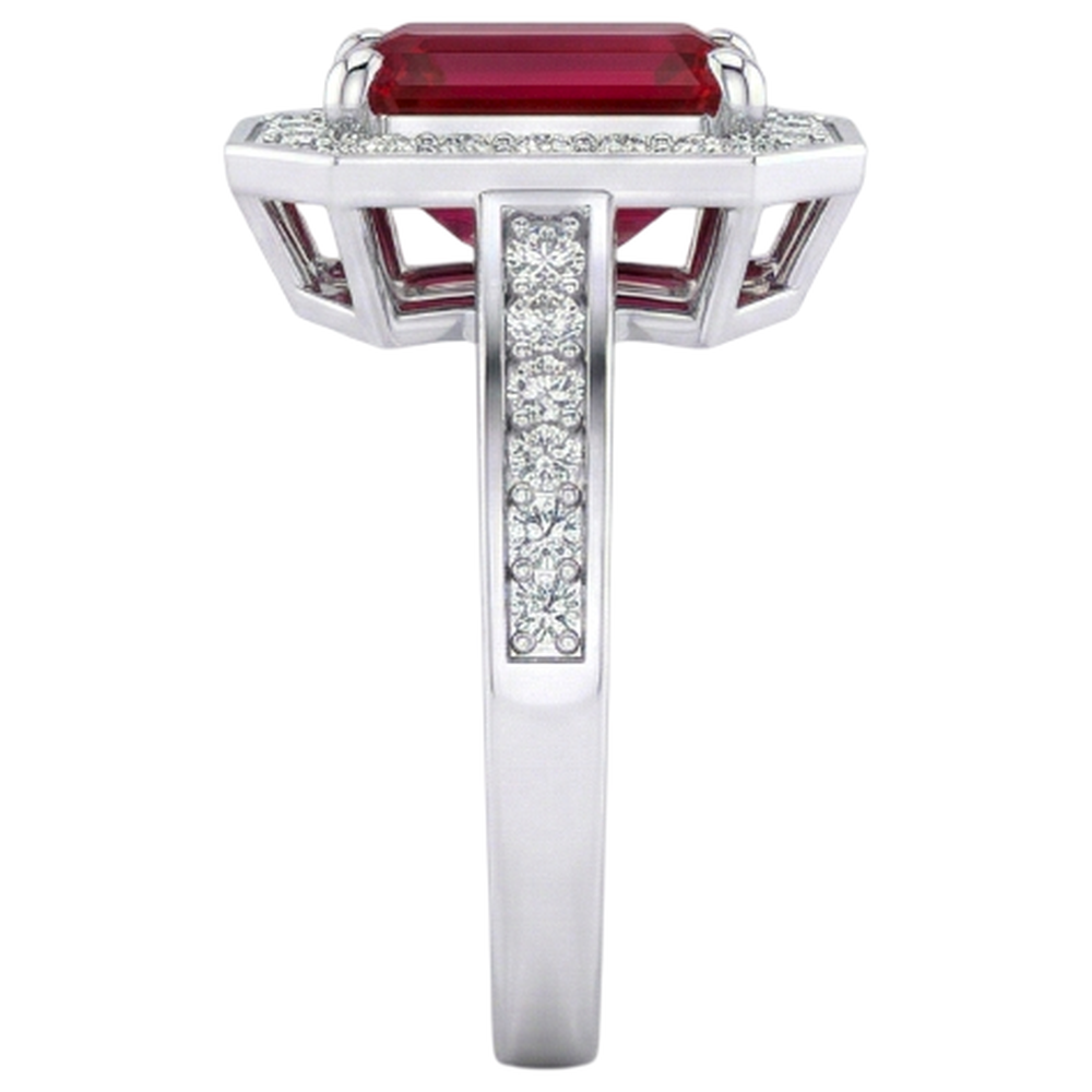 Emerald Ruby Natural Earth Mined Diamond ( Not Lab Grown ) Ring 11 Carats White Gold 14K Prong Set Jewelry